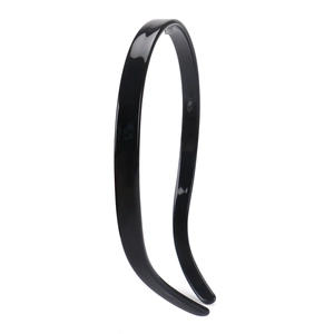 Close-up of black acetate headband featuring non-slip inner teeth and glossy finish