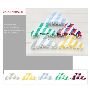 Striped acetate hair claw clips set in five assorted colors for various hairstyles