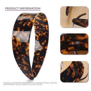 Classic 4cm wide tortoiseshell acetate headband with anti-slip teeth for women
