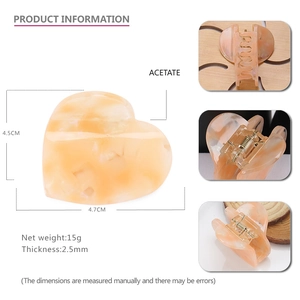 Minimalistische Haarspange aus Acetat mit Marmormuster in Creme-Orange für Damen