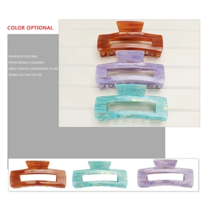 14cm large acetate hair claw clip set with marble pattern in amber and purple