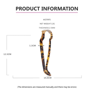 Dimensions détaillées du serre-tête en acétate écaille de tortue de 12,5 cm de long