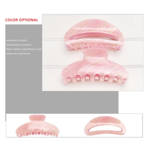 Pink marble acrylic claw clips set with glitter accents for thick hair hair styling