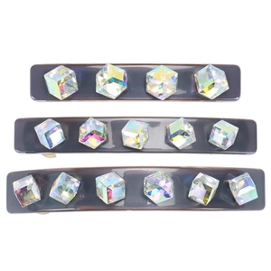 Dreiteiliges Set Haarspangen im Pixel-Stil mit schimmernden AB-Kristallen aus Acetat