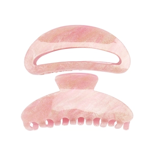 Pink marble acrylic hair claw clips with gold glitter and hollowed design for women