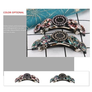 Elegant acetate barrettes with crystals and artistic oil painting textures for women