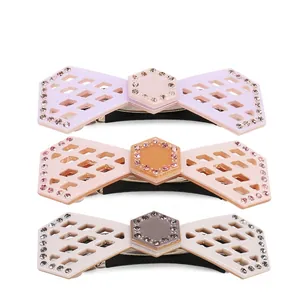 Cellulose Acetate Hollow Bowknot Spring Hair Clip With Rhinestones Elegant Geometric Barrette For Women Hair Accessories