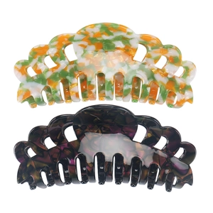 14cm oversized floral acetate hair claw clips for thick hair shown in two patterns