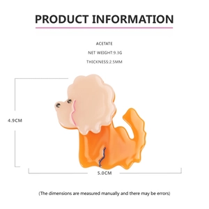 Diagramme technique détaillé de la pince à cheveux caniche en acétate avec dimensions