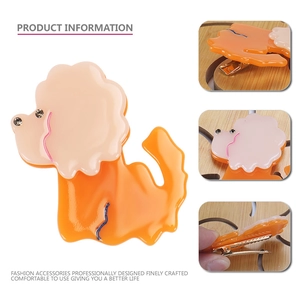 Pince à cheveux douce en forme de caniche en acrylique pour femme avec détails en strass