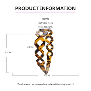 Detail specifications of tortoise shell acetate headband with hollow geometric design