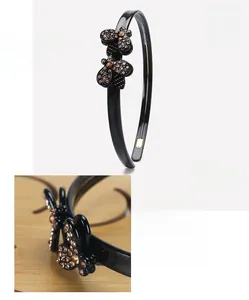 Detail showing 18g acetate headband with sparkling rhinestone butterflies and dimensions