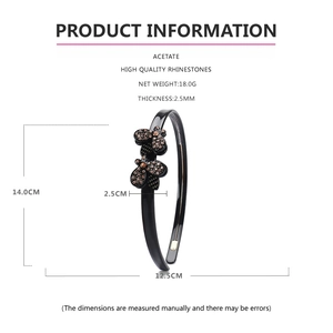 Detailed size specifications for the acetate headband with sparkling rhinestone bees