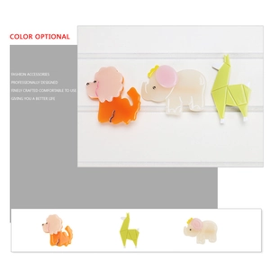 Barrettes à cheveux douces en acétate avec motifs de caniche, éléphant et alpaga