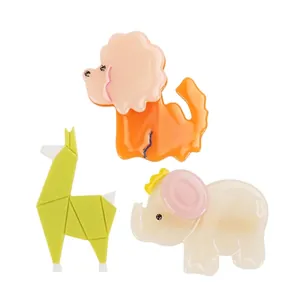 Pince à Cheveux Bec de Canard en Acétate Animal Douce Sertie de Strass Caniche Éléphant Alpaga Pince Latérale Accessoires Cheveux Femme