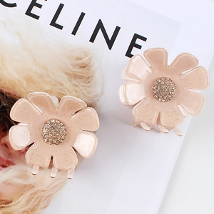 Mode Blume Acetat Haarkralle Mit Strass Mitte Gold Glitzer Mini Haarspange Süßer Haarschmuck Für Damen Mädchen