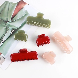 Pinza de Pelo de Acetato Color Gelatina Hecha a Mano para Mujer Clip de Tiburón Geométrico Brillante Accesorio Elegante de Peinado