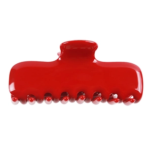 Pinza para el pelo roja brillante de acetato con diseño de tiburón de 4 mm para mujer