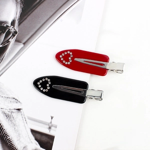 Barrette à Cheveux en Acétate avec Cœur en Strass sans Trace Pince Croco Antidérapante pour Femme Accessoires Coiffure Douce