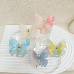 Pinces à cheveux papillon d'été en acrylique coloré avec design 3D à double couche