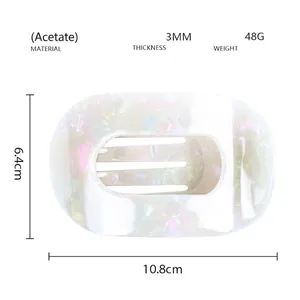 Detailed size specifications of curved acetate hair claw clip with 3mm thickness and 10.8cm width
