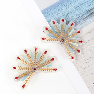 Pince à Cheveux en Acétate Nouveau Style Chinois Queue de Paon Couronne de Phénix Strass Épingle à Cheveux Mariage Femme