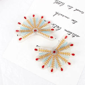 Pinces à cheveux style chinois avec incrustation d'acétate et strass rouges