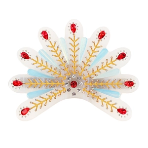 Pince à cheveux couronne de phénix avec cristaux rouges et détails de branches dorées