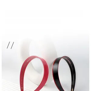 Détails des serre-têtes larges brillants rouge et noir avec dents antidérapantes internes