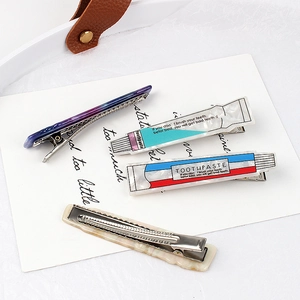 Creative toothpaste shaped and marble texture acetate hair clips set of four