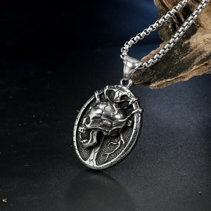Gothic Skull Pendant For Men Stainless Steel Vintage Punk Rock Style Skull Head Pendant Only Without Chain Jewelry Gift