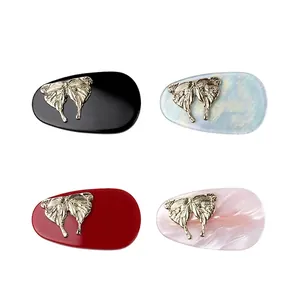 Vintage Acetate Butterfly Hair Clip Elegant Golden Butterfly Duckbill Clip Side Fringe Hairpin For Women Fashion Accessory