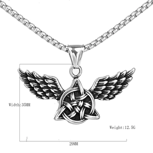 Collier en acier inoxydable doré avec pendentif aile d'ange et étoile gothique