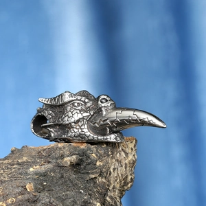 Punk style stainless steel dragon head necklace pendant with vintage silver finish