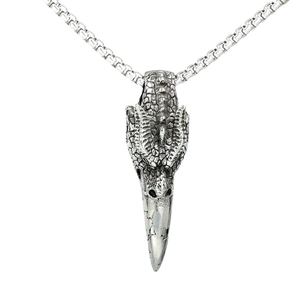 Gothic Punk Stainless Steel Bird Head Skull Pendant Necklace For Men Vintage Dragon Long Beak Rock Jewelry Accessory