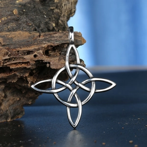 Retro Celtic knot pendant necklace for men in polished vintage stainless steel