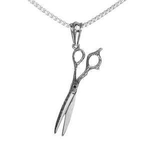 Vintage Stainless Steel Scissor Pendant Necklace For Men Barbershop Hairdresser Barber Jewelry Retro Casting Tool Charm Pendant