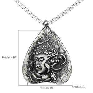 Titanium steel Buddha pendant necklace for men with 44mm height and retro details