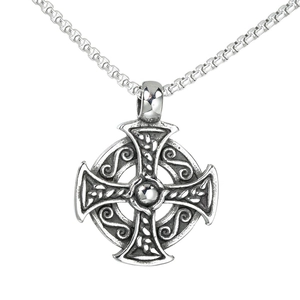 Collar con Colgante de Cruz Celta de Acero Inoxidable Vintage para Hombre Joyería de Amuleto Religioso Retro Plata