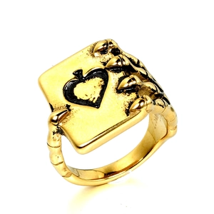 Men Stainless Steel Punk Ring Skull Claw Poker Ace Of Spades Enamel Finger Ring Gothic Rock Retro Biker Fashion Jewelry