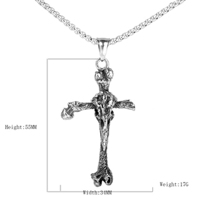 Pendentif croix viking vintage pour homme en acier inoxydable avec texture gothique