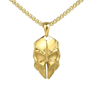 Punk Gothic Stainless Steel Spartan Helmet Skull Pendant Necklace For Men Women Vintage Ghost Mask Jewelry Accessory Gift