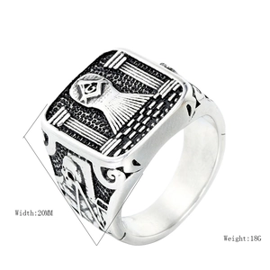 Vintage silver Masonic All-Seeing Eye ring for men made of durable stainless steel