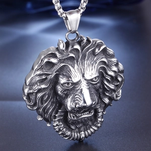 Titanium Steel Lion Head Pendant Only Without Chain For Men Punk Gothic Hip Hop Retro Domineering Jewelry Charm Gift