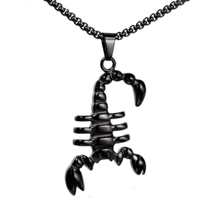 Collana con ciondolo a forma di scorpione in acciaio inossidabile nero punk