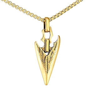 Vintage gold arrow pendant necklace for men made of durable stainless steel