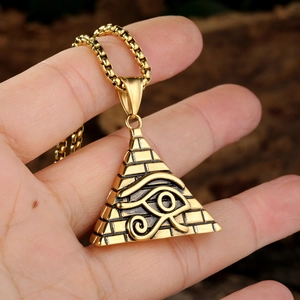 Pendentif Vintage Pyramide Égypte Ancienne Oeil D'horus Acier Inoxydable Accessoire Bijoux Rétro Pour Hommes Femmes Sans Chaîne