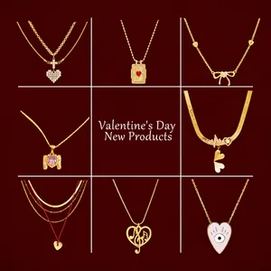 Mode Edelstahl Herz Anhänger Halskette Mehrlagig Strass Choker Für Damen Valentinstag Schmuck Geschenk Vergoldet