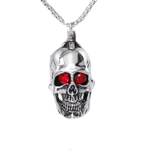Punk Stainless Steel Skull Pendant For Men Gothic Dominating Ghost Head Charm Jewelry Without Chain For Halloween Party
