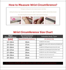 Size chart showing how to measure wrist and choose stainless steel bracelet length